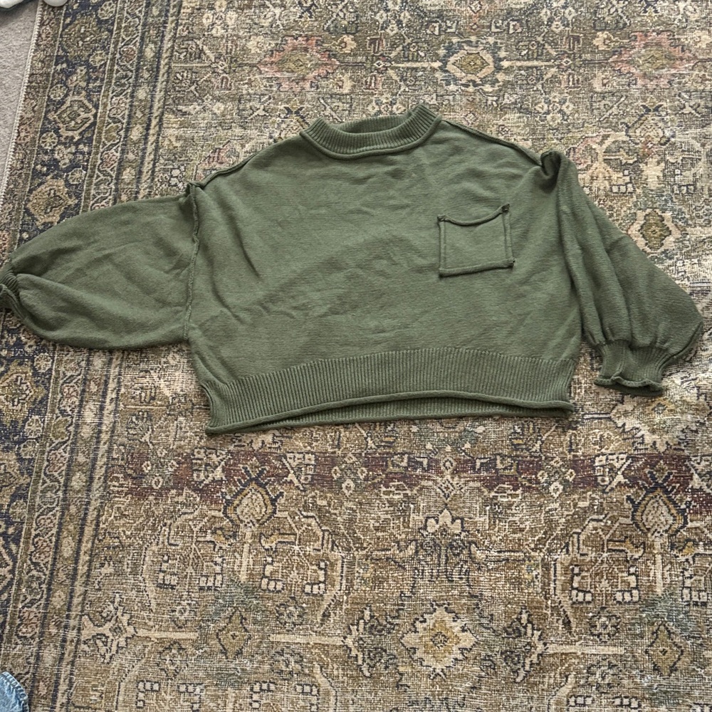 POL Forest Green Cowl Neck Cropped Sweater